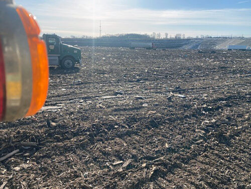Clean recycled wood alternative daily cover (ADC) applied at an Illinois landfill site, replacing soil