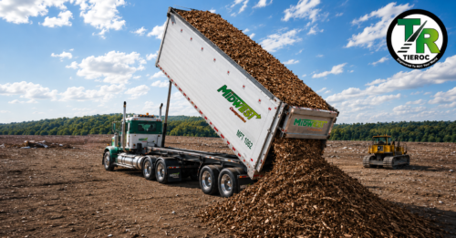 Truck in landfill using "best of" ADC road base TIEROC